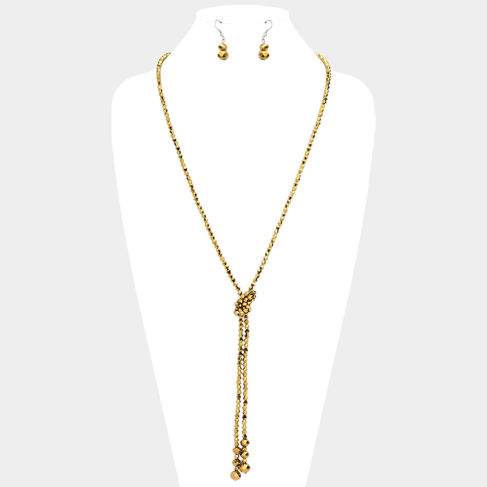 Faceted Beaded Y Shaped Necklace