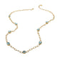 Elegant Faceted Square Teardrop Oval Emerald Stone Accent Long Necklace