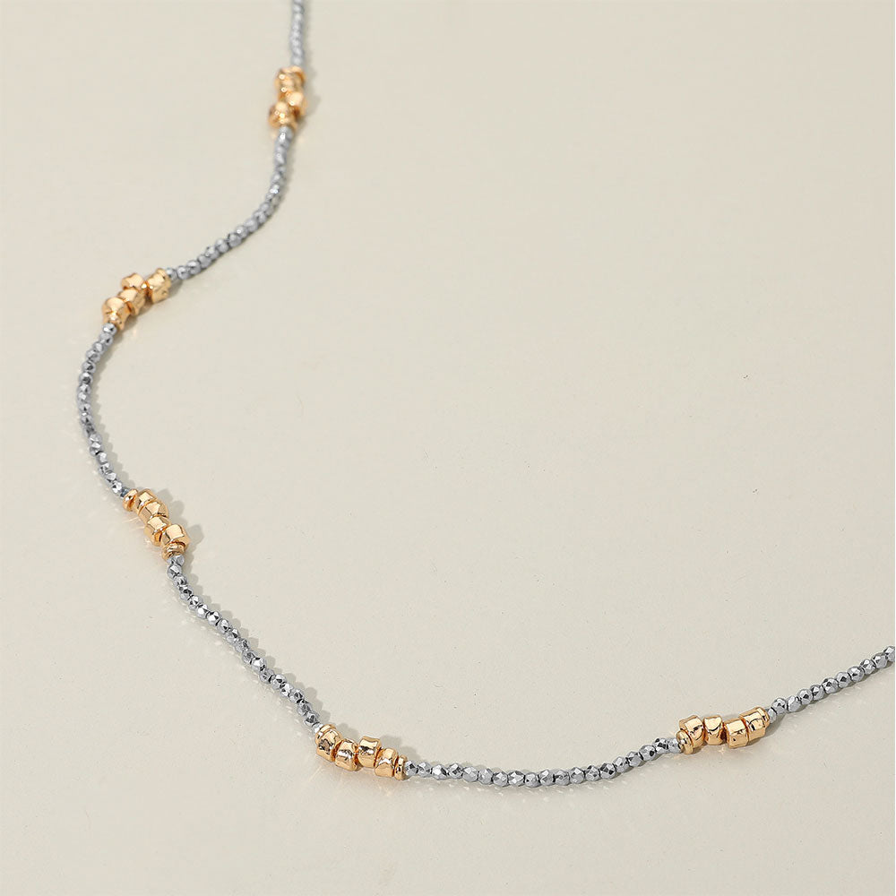 Delicate Two Tone Beaded Long Necklace