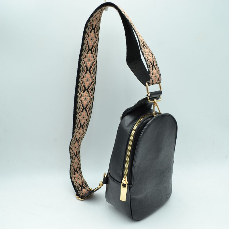 Sling Backpack with Patterned Wide Shoulder Strap