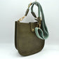 Minimalist Curved Crossbody Bag with Patterned Guitar Strap