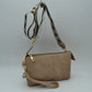 Dual Strap Wristlet Clutch with Patterned Crossbody Strap