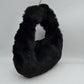 Fluffy Plush Crescent Hobo Handbag with Integrated Top Handle