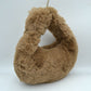 Fluffy Plush Crescent Hobo Handbag with Integrated Top Handle