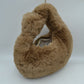 Fluffy Plush Crescent Hobo Handbag with Integrated Top Handle