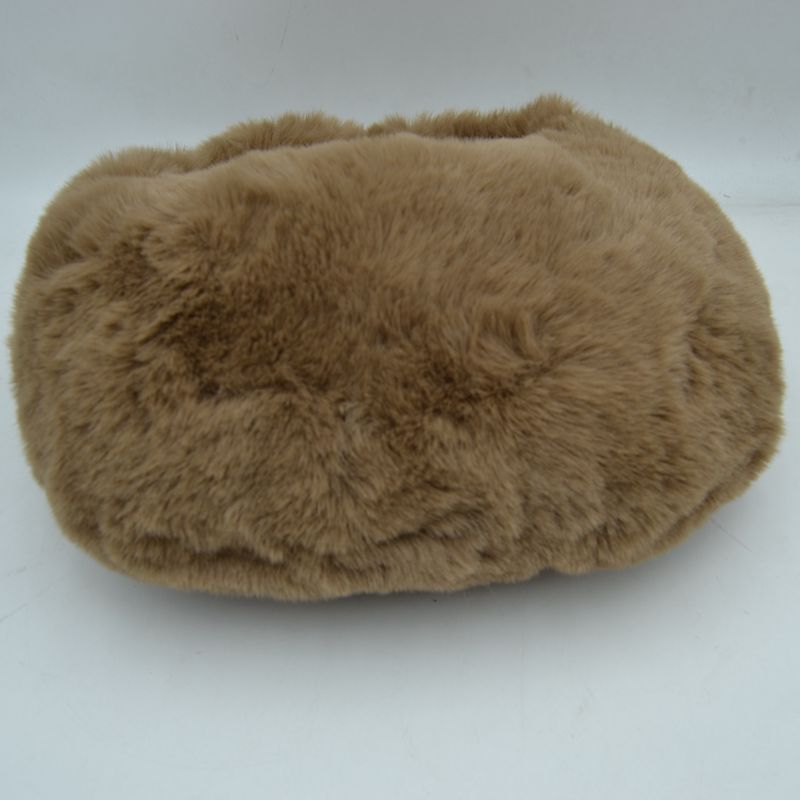Fluffy Plush Crescent Hobo Handbag with Integrated Top Handle