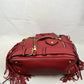 Faux Leather Moto Jacket Backpack with Side Fringe Accents