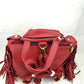 Faux Leather Moto Jacket Backpack with Side Fringe Accents