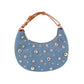 Studded Crescent Shoulder Bag with Adjustable Top Handle