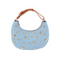 Studded Crescent Shoulder Bag with Adjustable Top Handle