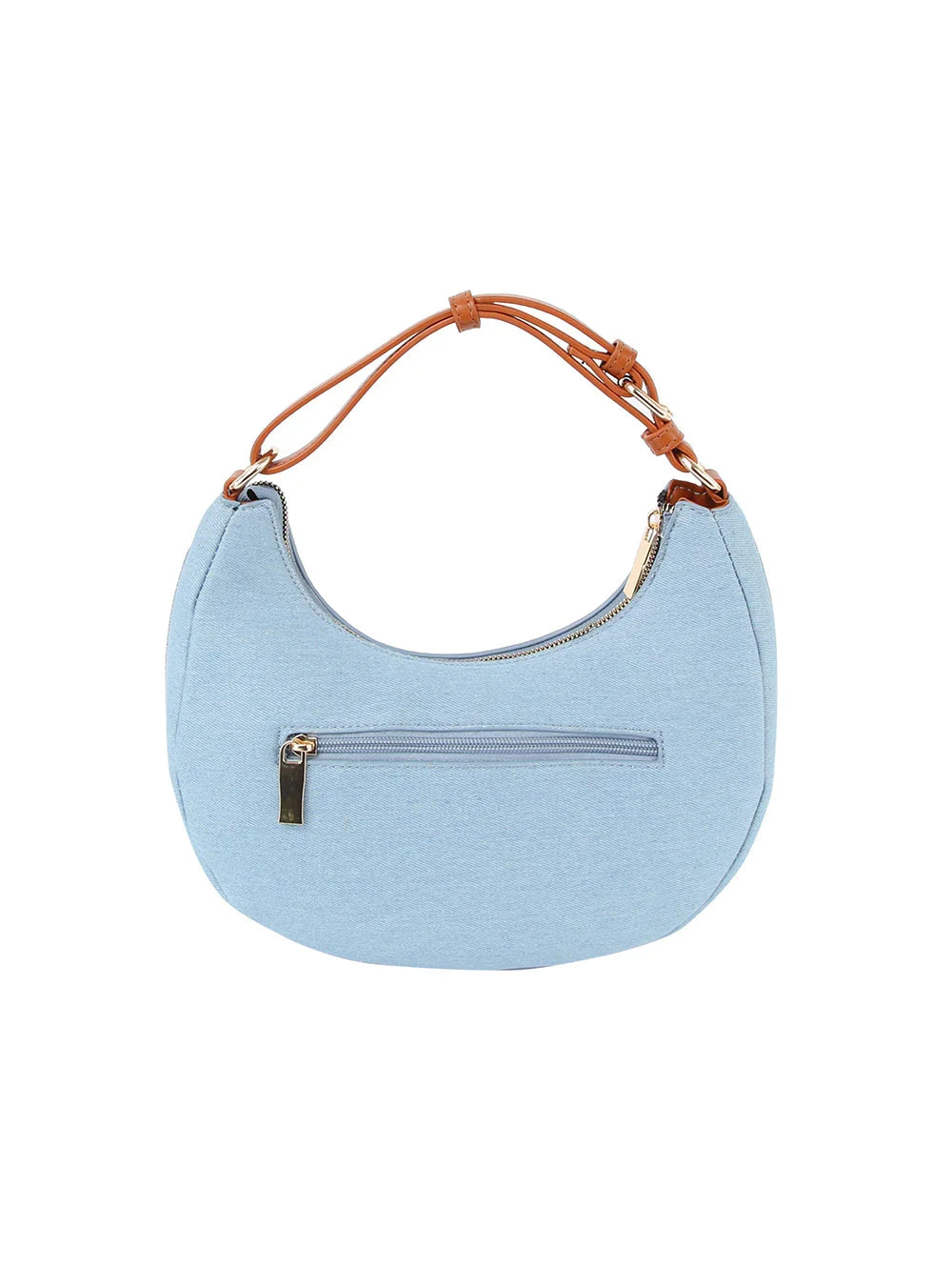 Studded Crescent Shoulder Bag with Adjustable Top Handle