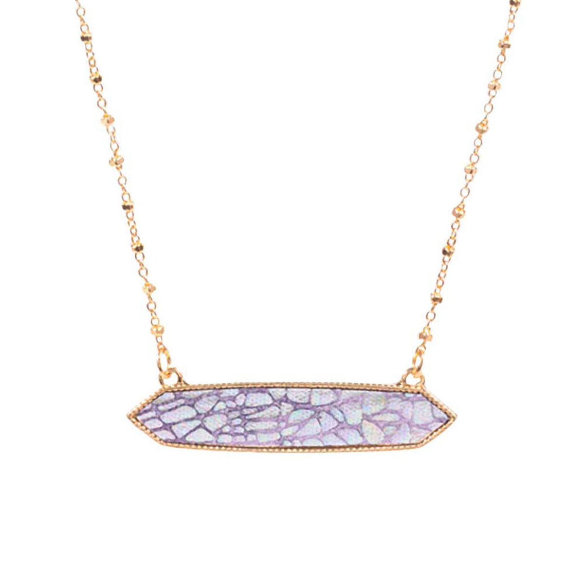 Trendy Patterned Hexagon Pendant Necklace