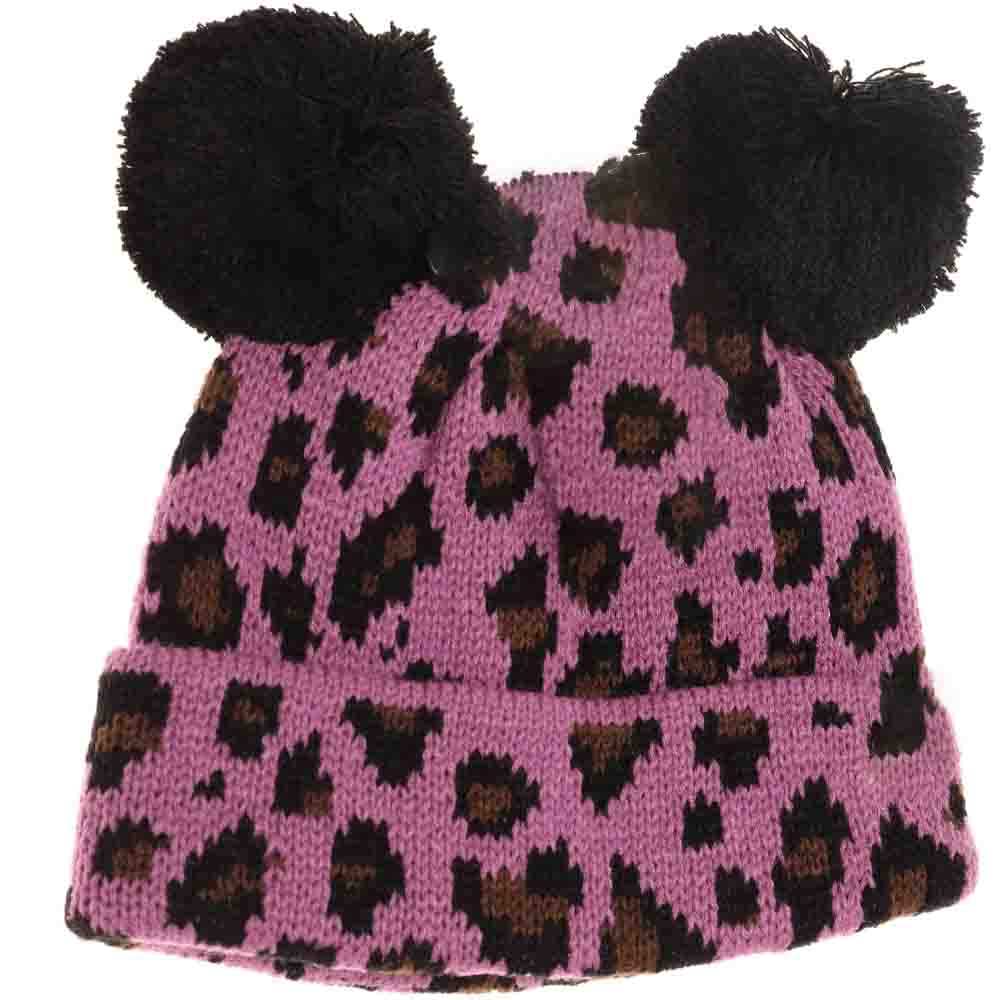 Baby Leopard Double Pom C.C Beanie