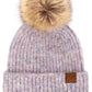 C.C Classic Rib Beanie With Faux Fur Pom