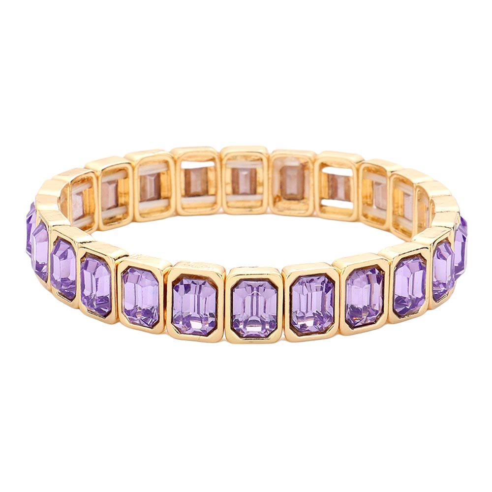Women's Emerald Cut Stone Stretch Evening Bracelet 4th of July