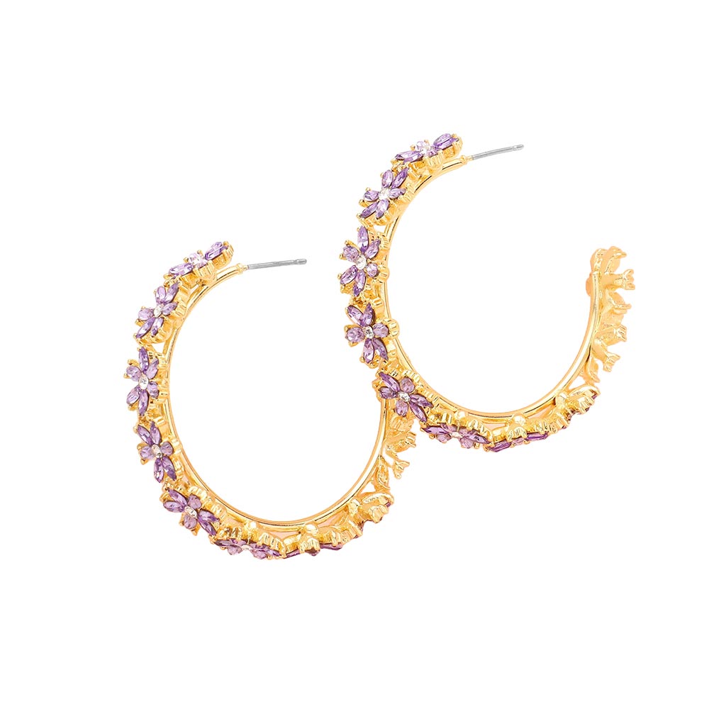 Flower Cluster Hoop Earrings