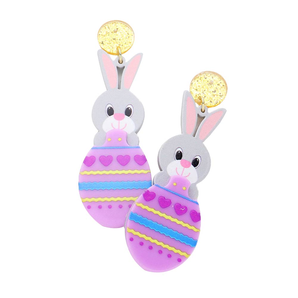 Resin Easter Bunny Egg Dangle Earrings