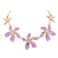 Teardrop Stone Pointed Enamel Flower Link Necklace