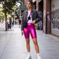 Sakkas Pantalones Cortos de Ciclismo Metálicos Brillantes Elásticos Unisex para Mujer - Hecho en EE. UU.