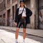 Sakkas Pantalones Cortos de Ciclismo Metálicos Brillantes Elásticos Unisex para Mujer - Hecho en EE. UU.