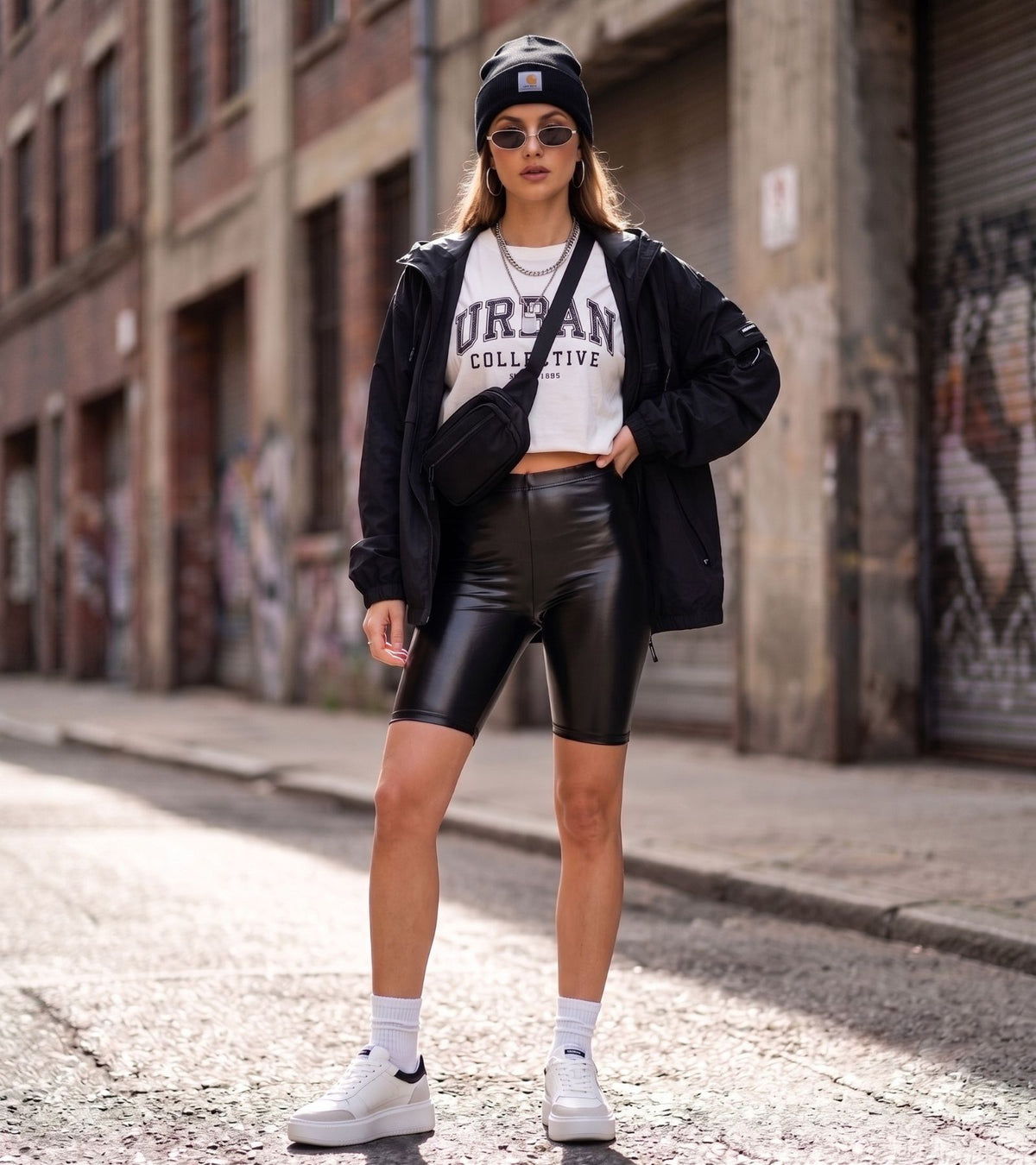 Sakkas Pantalones Cortos de Ciclismo Metálicos Brillantes Elásticos Unisex para Mujer - Hecho en EE. UU.