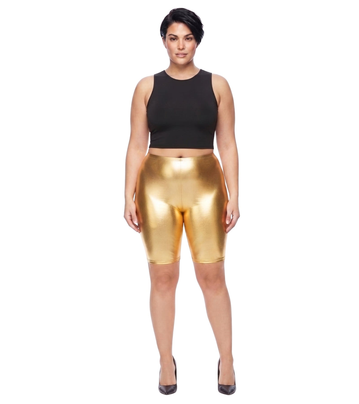 Sakkas Pantalones Cortos de Ciclismo Metálicos Brillantes Elásticos Unisex para Mujer - Hecho en EE. UU.