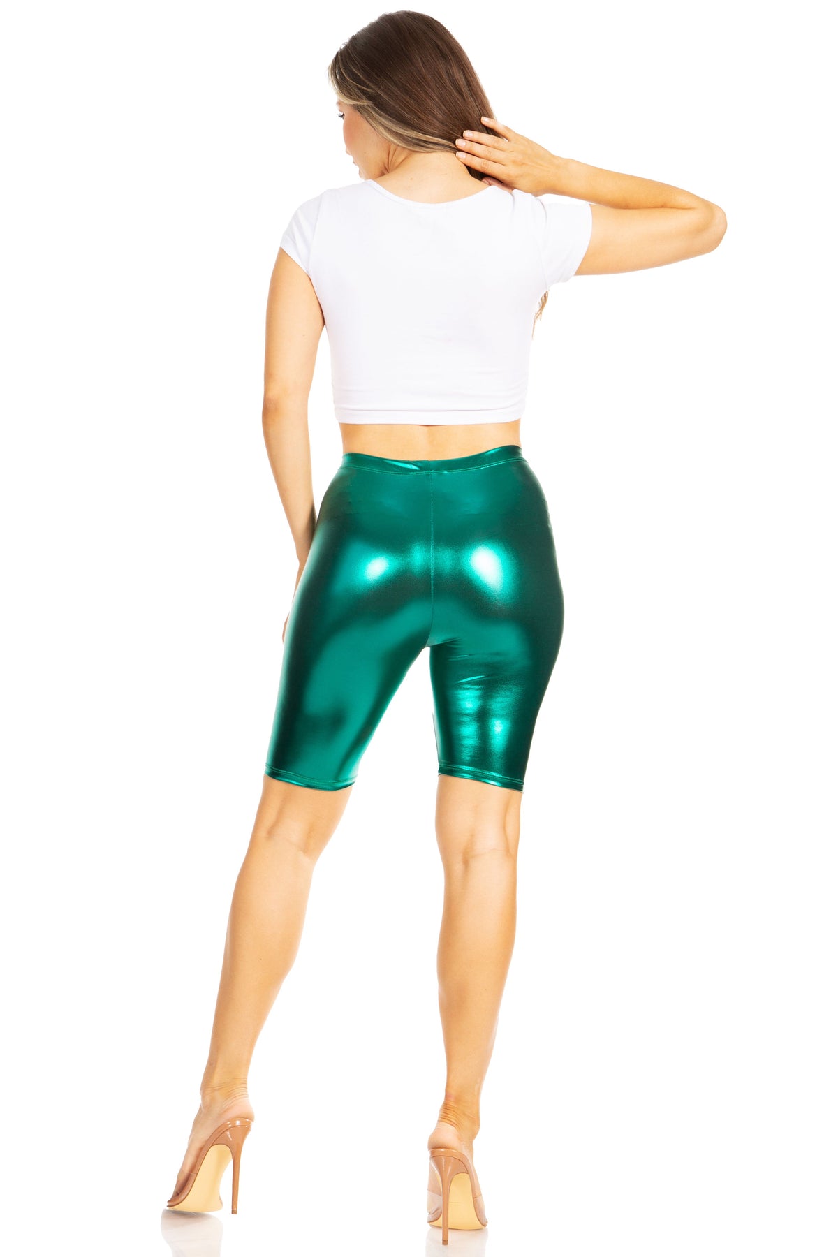 Sakkas Pantalones Cortos de Ciclismo Metálicos Brillantes Elásticos Unisex para Mujer - Hecho en EE. UU.