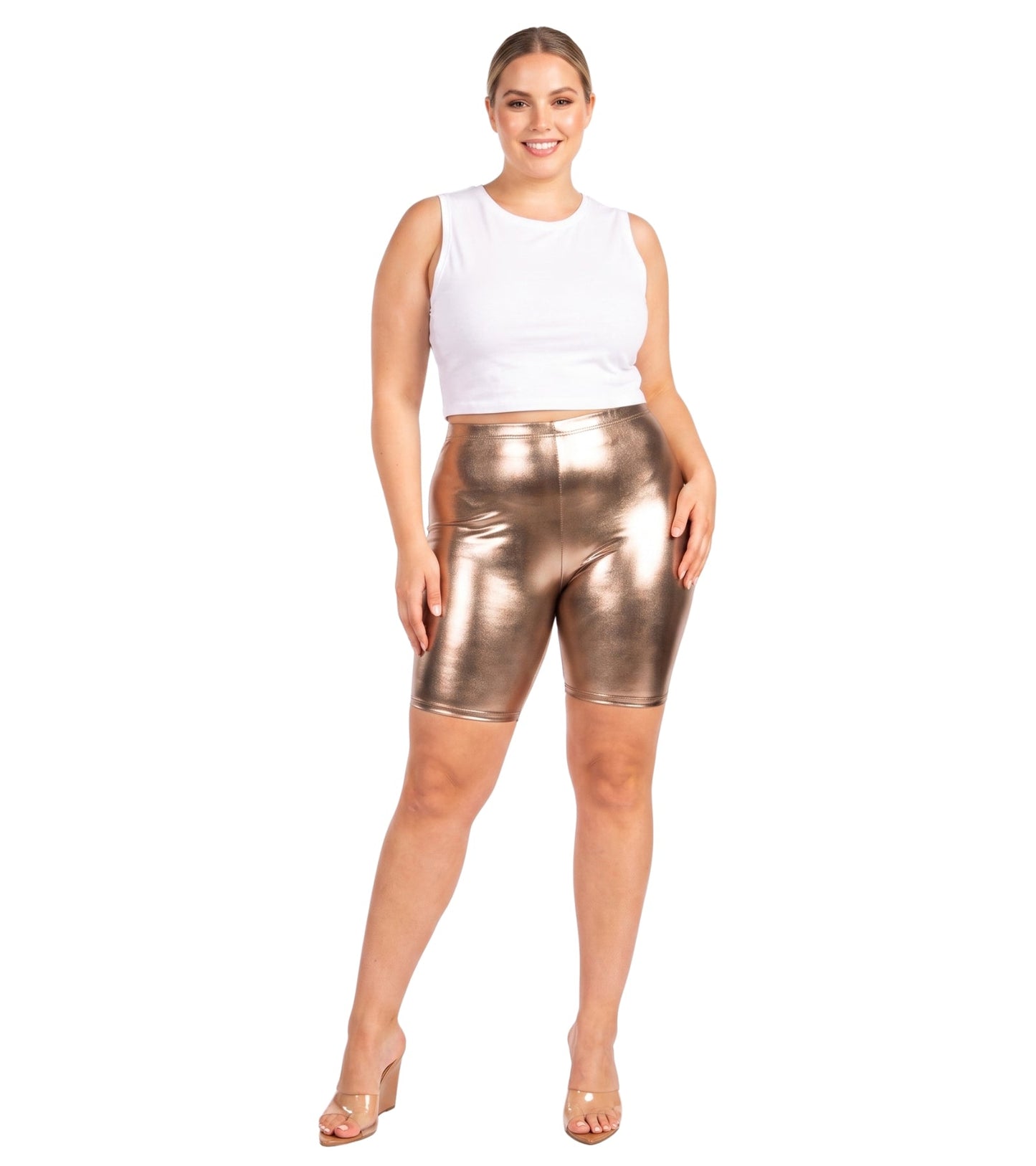 Sakkas Pantalones Cortos de Ciclismo Metálicos Brillantes Elásticos Unisex para Mujer - Hecho en EE. UU.