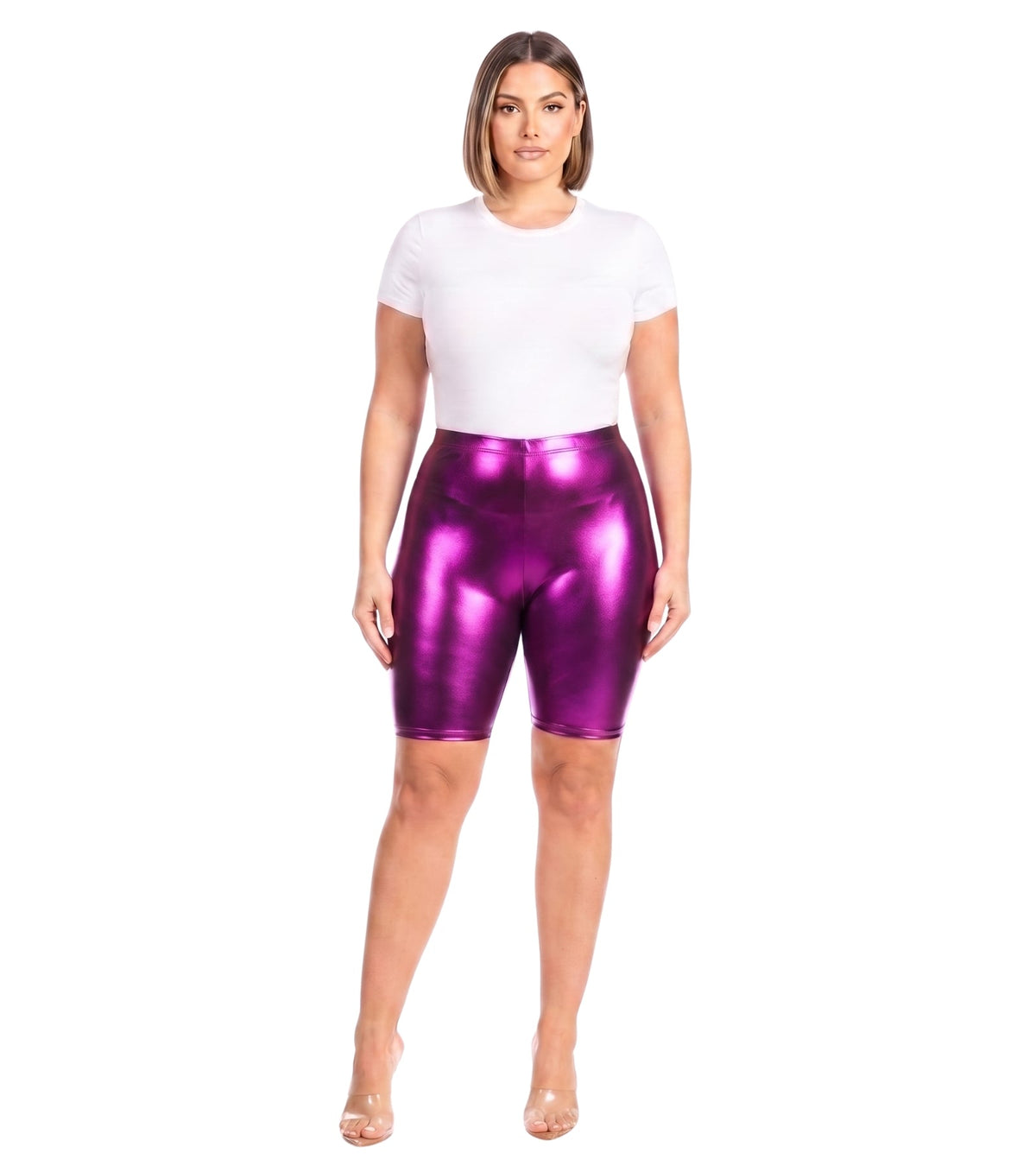 Sakkas Pantalones Cortos de Ciclismo Metálicos Brillantes Elásticos Unisex para Mujer - Hecho en EE. UU.