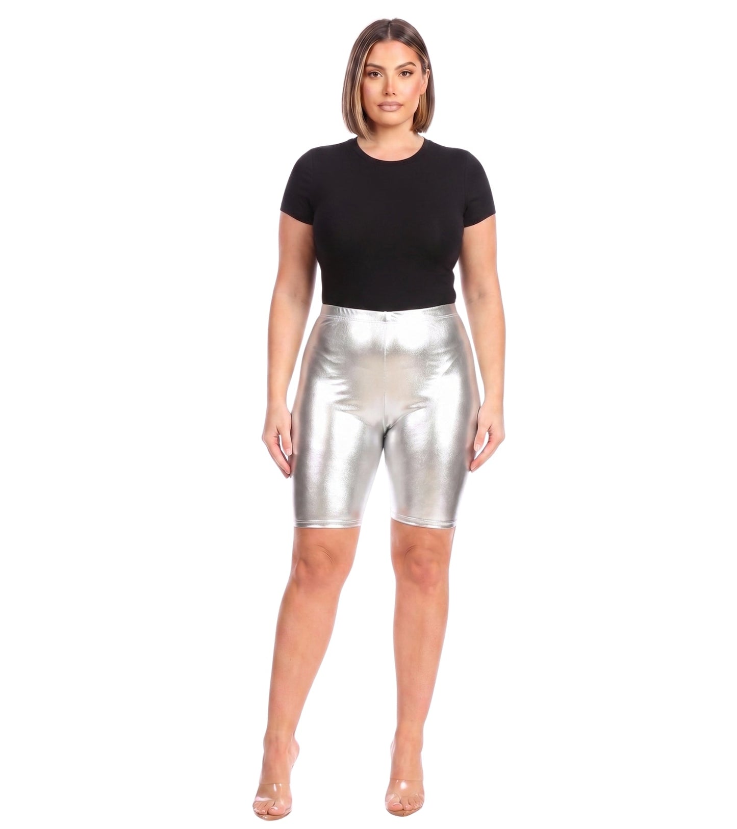 Sakkas Pantalones Cortos de Ciclismo Metálicos Brillantes Elásticos Unisex para Mujer - Hecho en EE. UU.