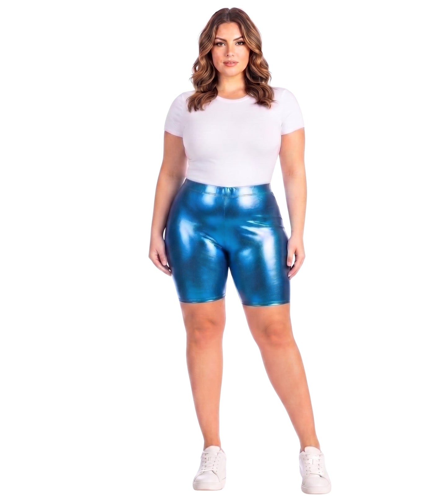Sakkas Pantalones Cortos de Ciclismo Metálicos Brillantes Elásticos Unisex para Mujer - Hecho en EE. UU.