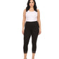 Sakkas Cotton Blend Lace Trim Stretch Capri Leggings - Made in USA