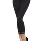 Sakkas Cotton Blend Lace Trim Stretch Capri Leggings - Made in USA