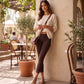 Sakkas Cotton Blend Lace Trim Stretch Capri Leggings - Made in USA