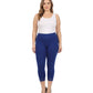 Sakkas Cotton Blend Lace Trim Stretch Capri Leggings - Made in USA