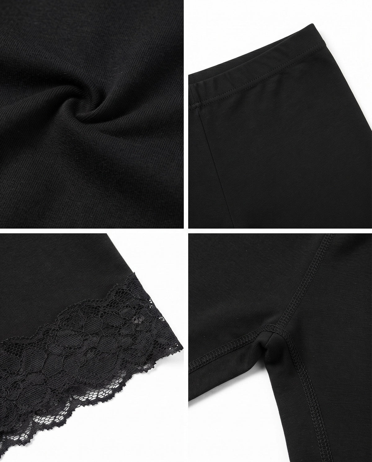 Sakkas Cotton Blend Lace Trim Stretch Bike Shorts - Made in USA