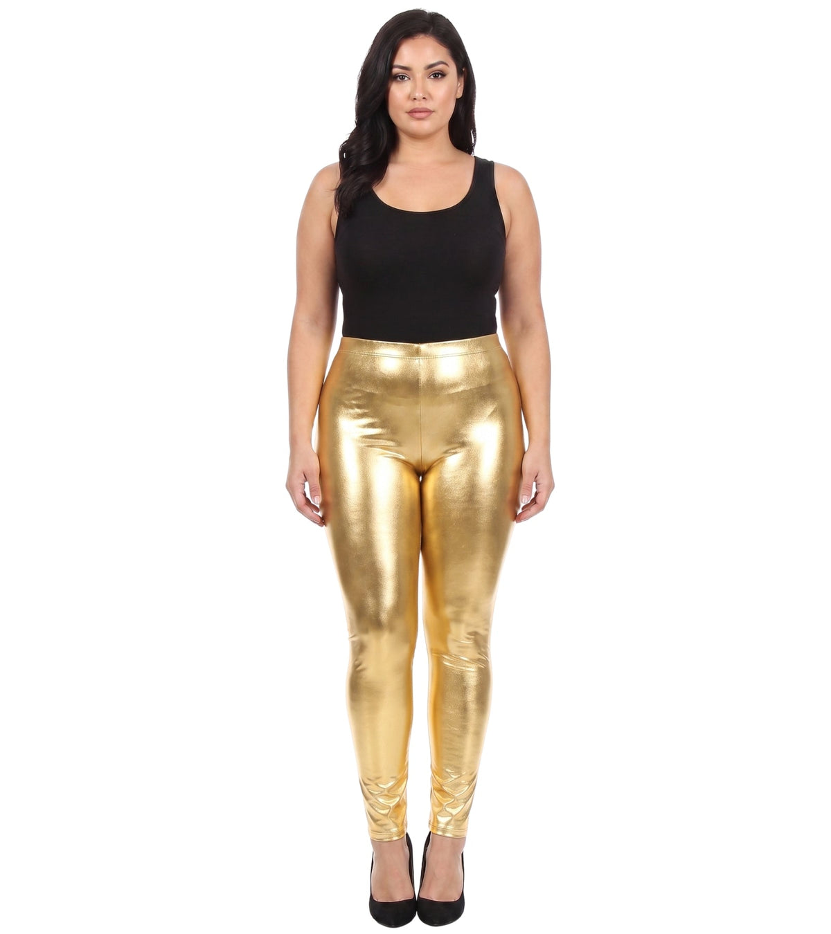 Sakkas Footless Liquid Wet Look Shiny Metallic Stretch Leggings