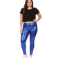 Sakkas Footless Liquid Wet Look Shiny Metallic Stretch Leggings