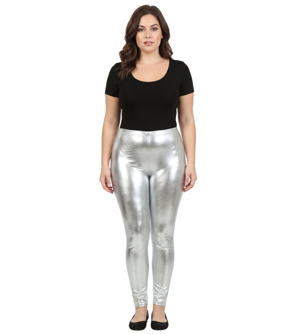 Sakkas Footless Liquid Wet Look Shiny Metallic Stretch Leggings