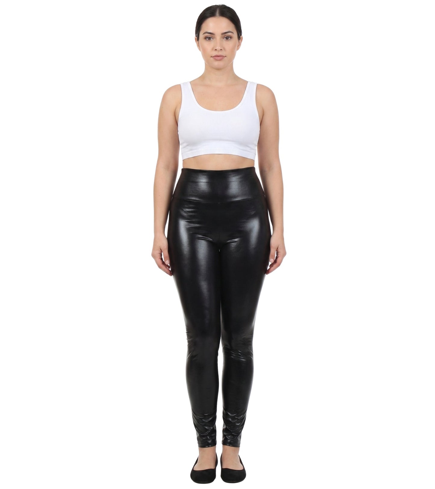 Sakkas Shiny Liquid Metallic High Waist Stretch Leggings - Made in USA