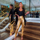 Sakkas Shiny Liquid Metallic High Waist Stretch Leggings - Made in USA