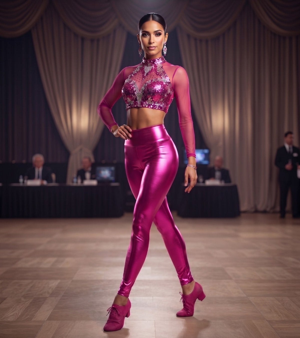 Sakkas Shiny Liquid Metallic High Waist Stretch Leggings - Made in USA