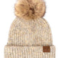 C.C Classic Rib Beanie With Faux Fur Pom