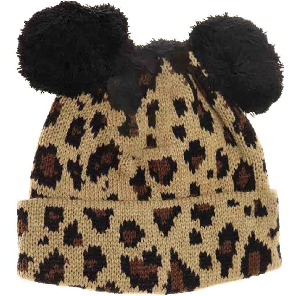 Baby Leopard Double Pom C.C Beanie