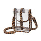 Faux Leather Belt Buckle Pointed Transparent Crossbody Bag