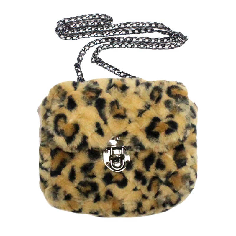 Solid Faux Fur Crossbody Bag