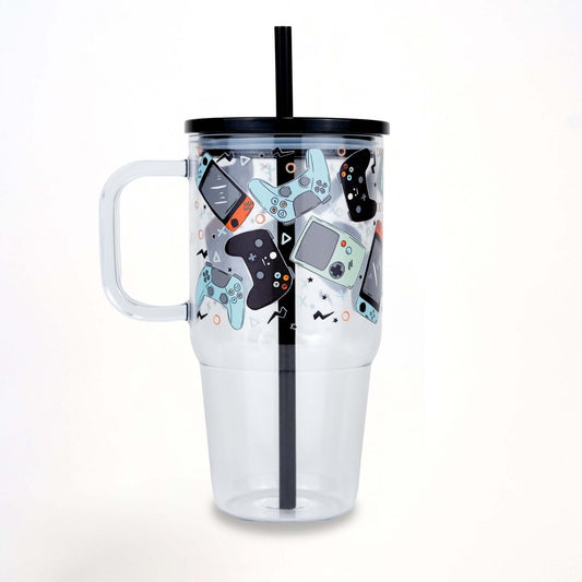 Level Up Gamer Tumbler 20oz Kids Tumbler with Handle, Lid & Straw