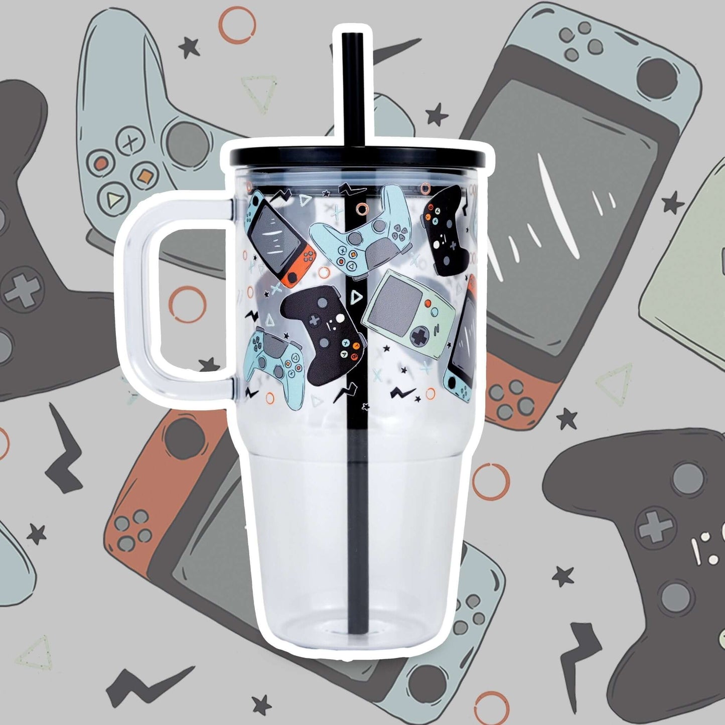 Level Up Gamer Tumbler 20oz Kids Tumbler with Handle, Lid & Straw