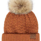 C.C Smocking Stitch Pattern Pom Beanie Hat