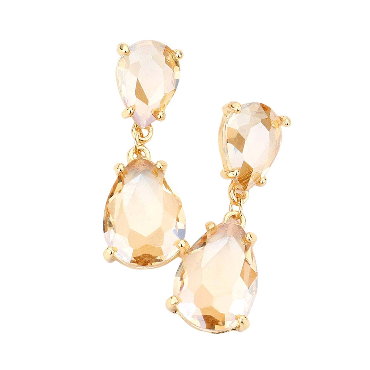 Women's Double Teardrop Link Dangle Evening Earrings